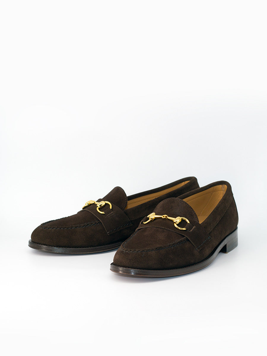 Men's loafers 5551 suede leather with brown decoration