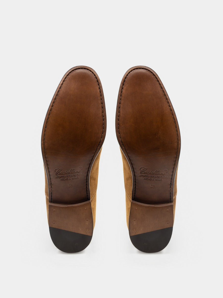 Aron blucher shoes in tan suede leather