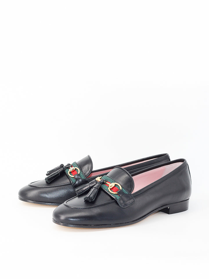 Blello black coy leather loafers