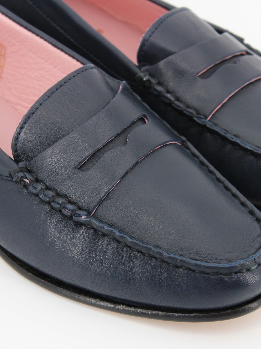 Mocasines de mujer Capri en piel de color azul marino