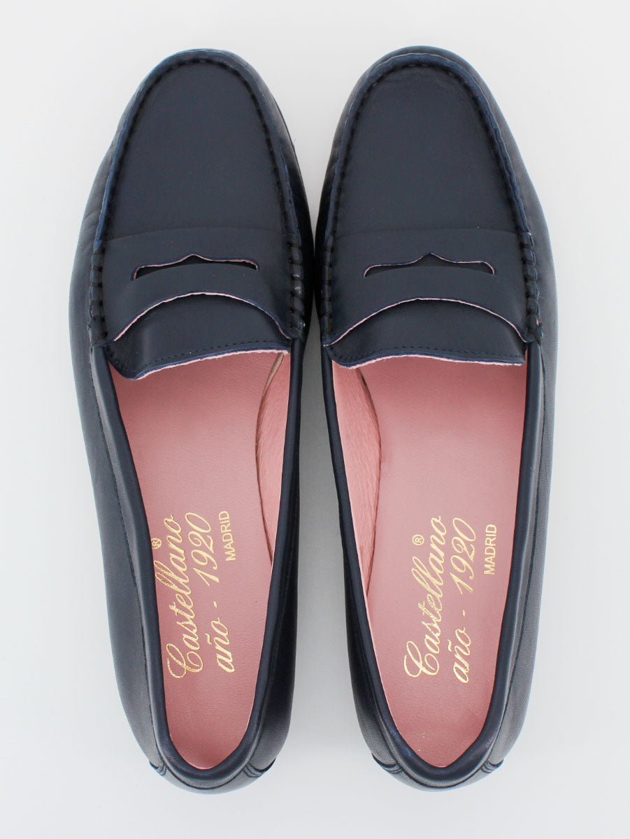 Mocasines de mujer Capri en piel de color azul marino