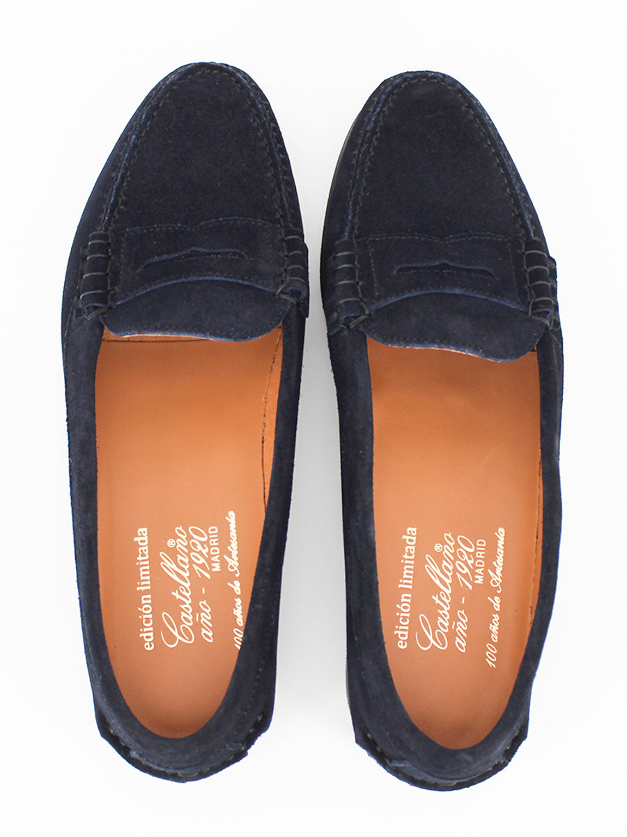 Centenario model loafers in navy blue suede 