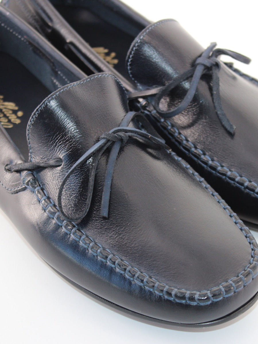 Moccasins model 6 navy blue bow