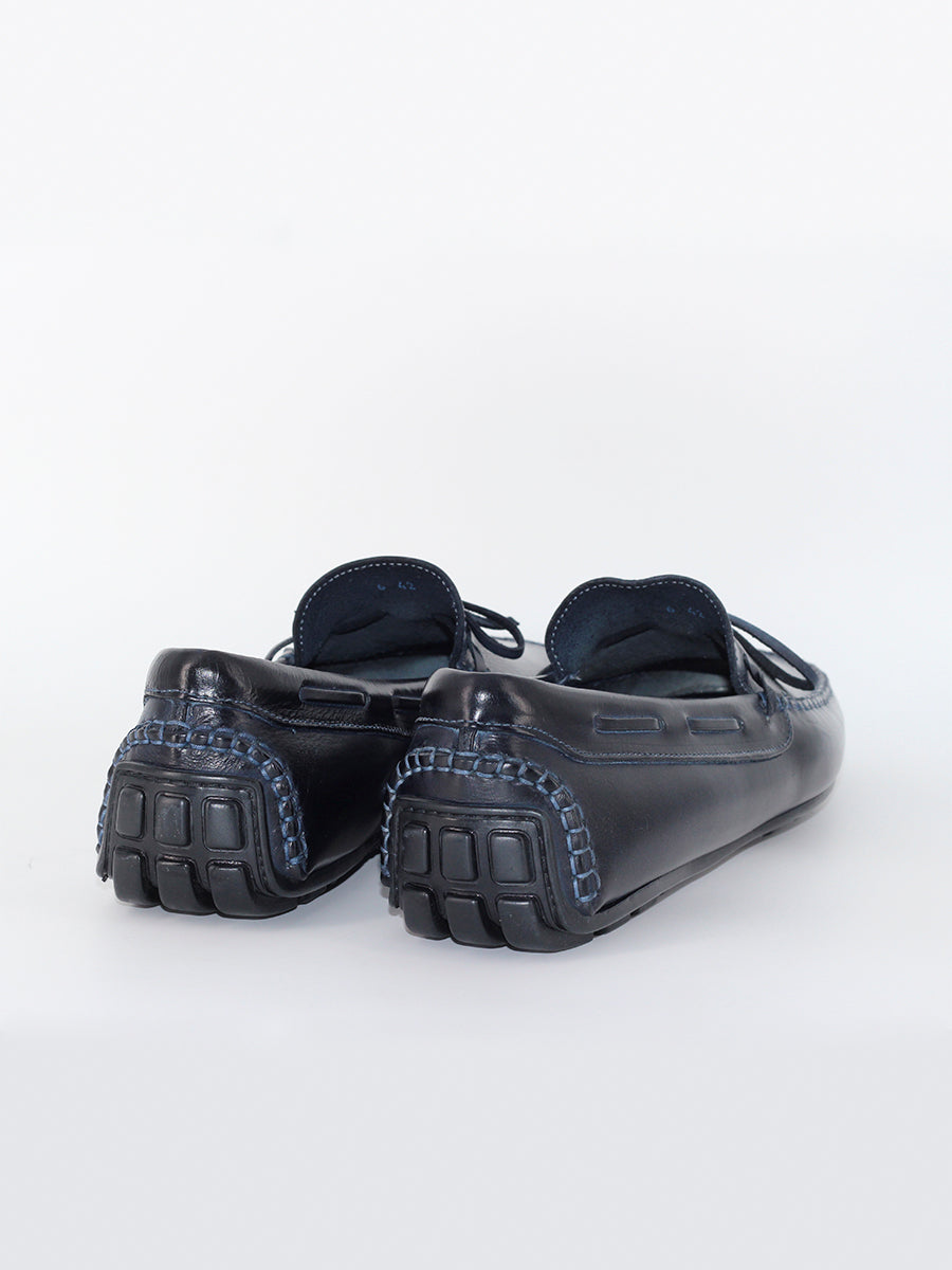 Moccasins model 6 navy blue bow
