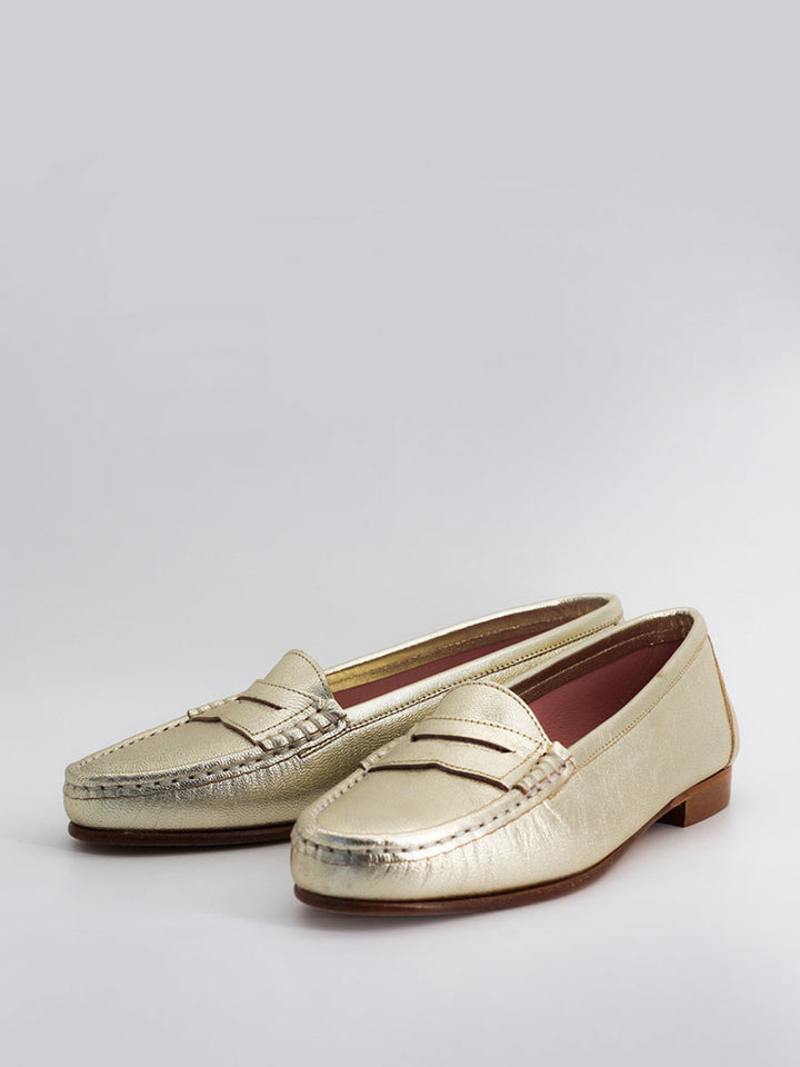 Roma women's gold leather loafers