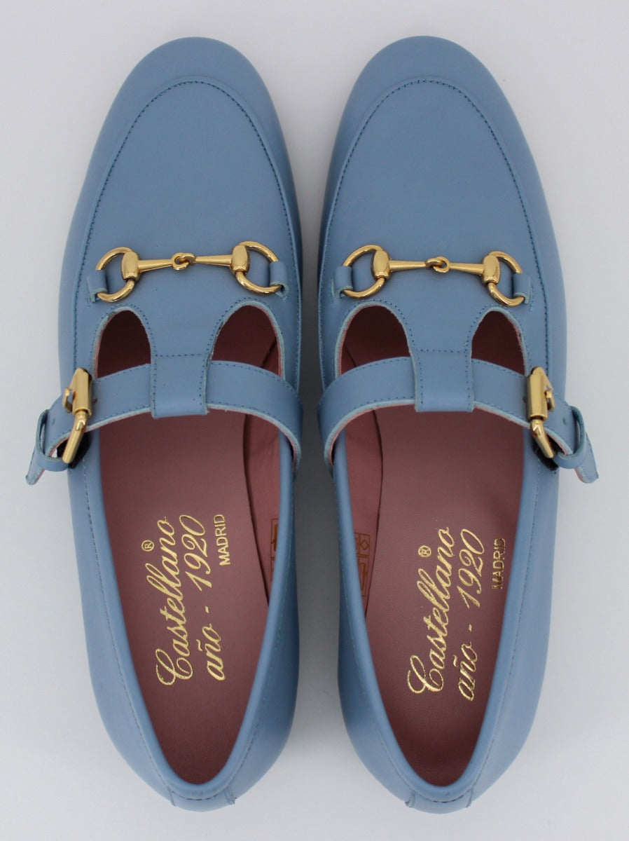 Mocasines de mujer Garibaldi de piel color azul