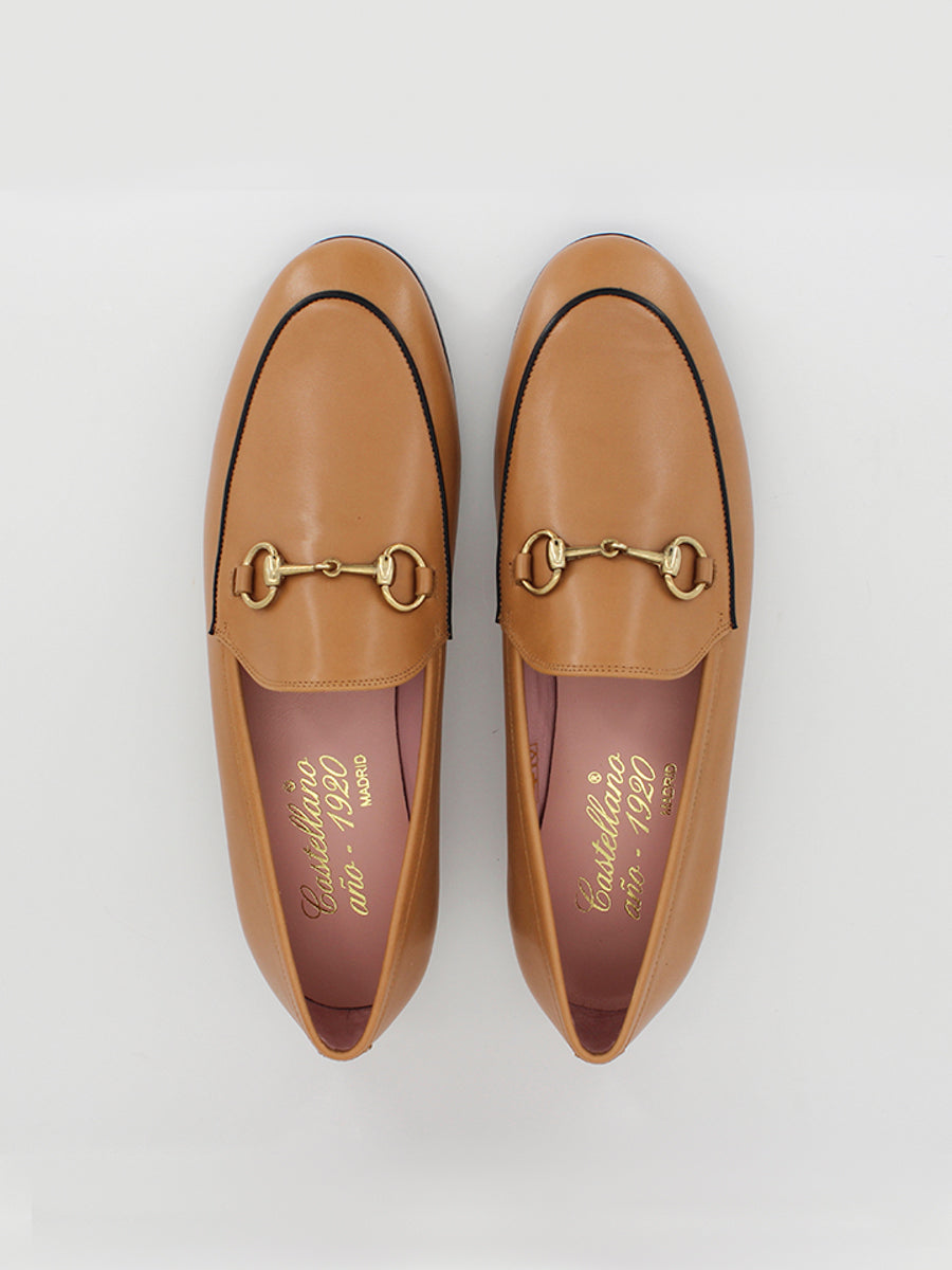 Mocasines Génova de piel coy color beige oscuro