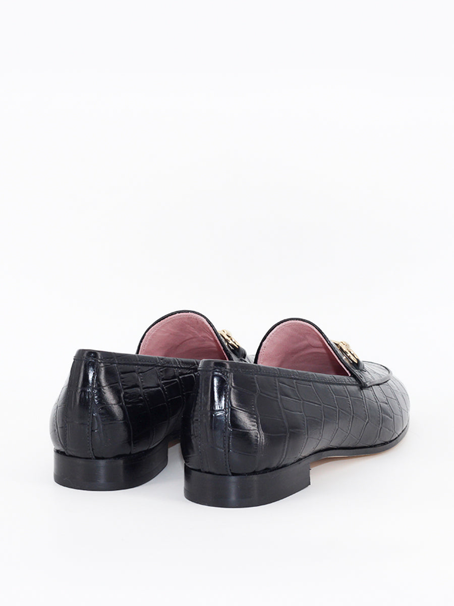 Mocasines Génova piel efecto coco negro