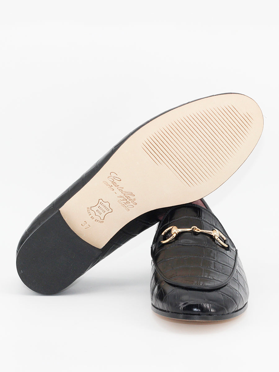 Mocasines Génova piel efecto coco negro