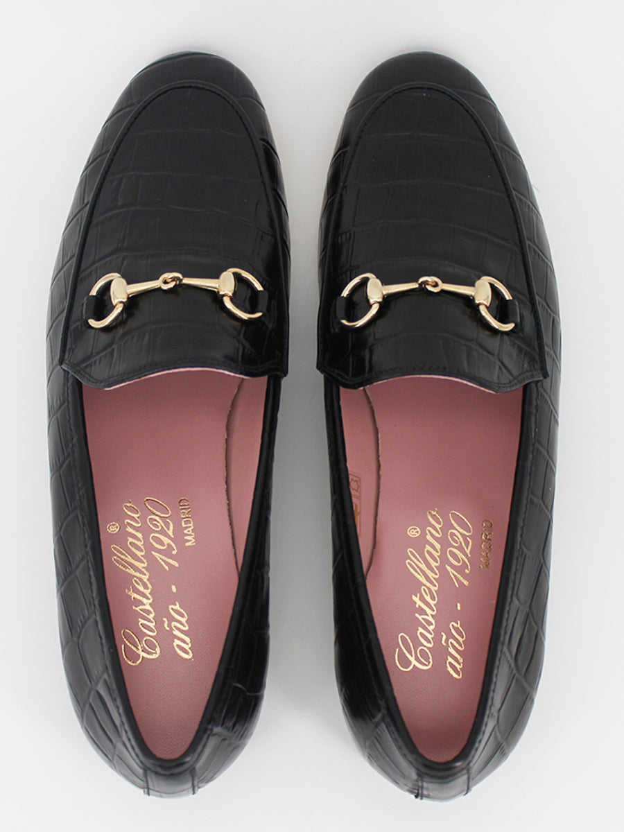 Mocasines Génova piel efecto coco negro
