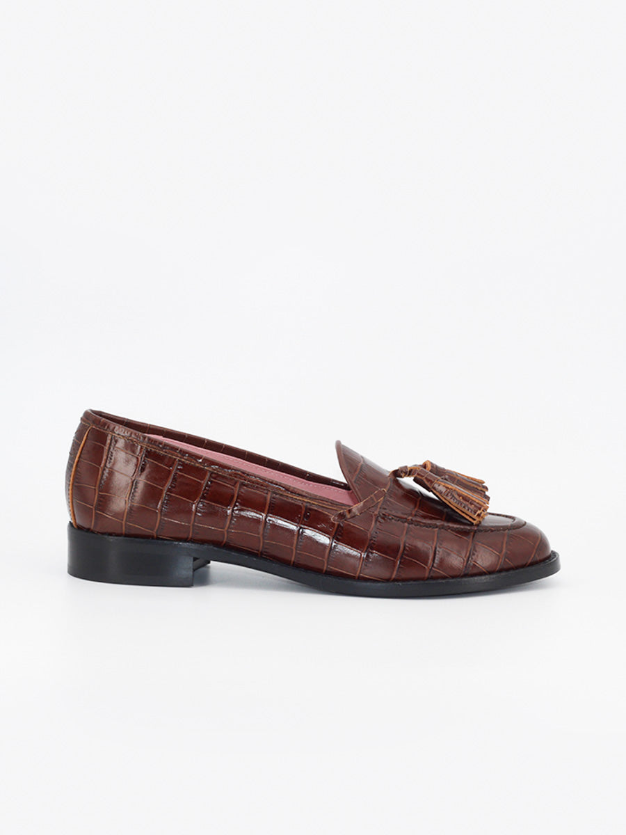 Ibiza women's medium brown leather loafers