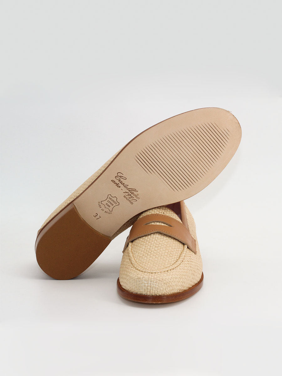 Mocasines de mujer Mallorca en piel y rafia