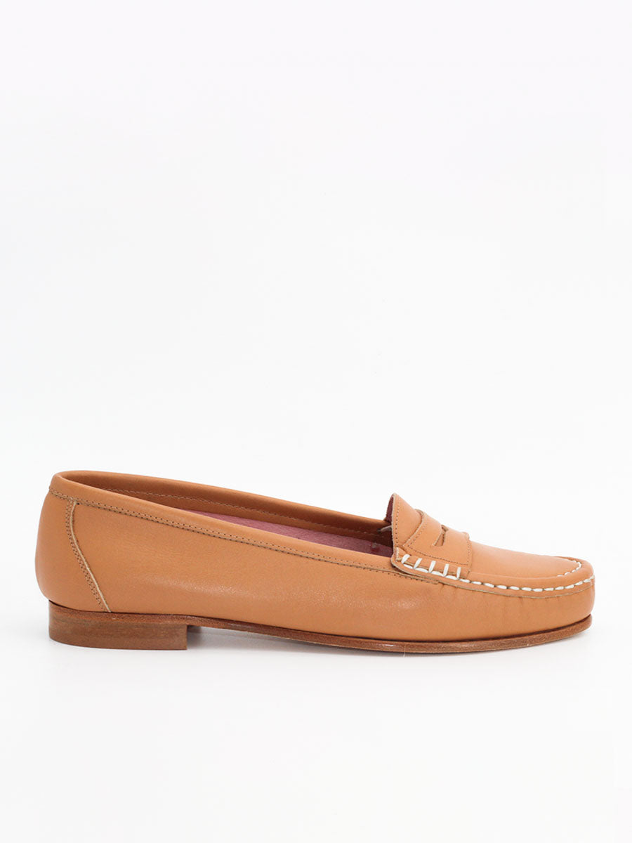 Roma women's camel leather loafers