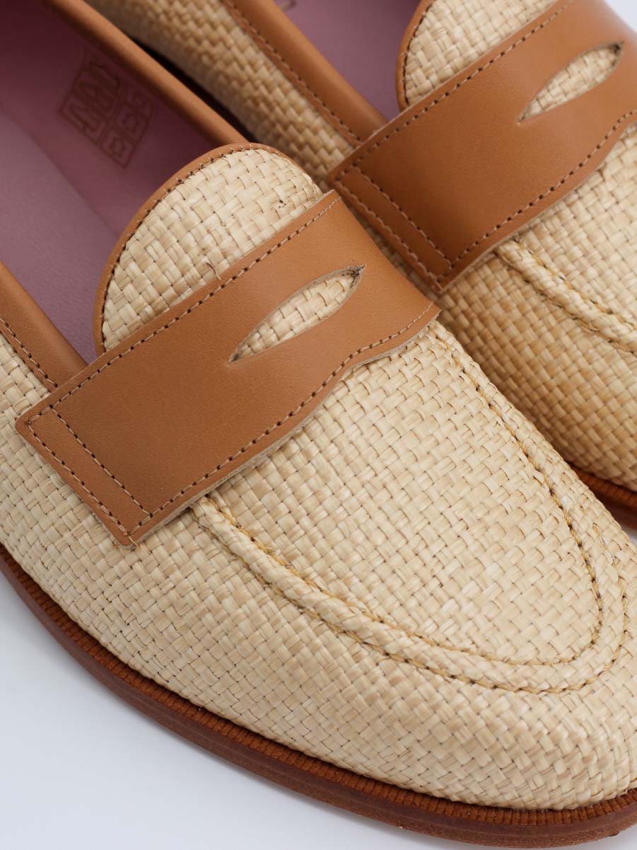 Mocasines de mujer Mallorca en piel y rafia