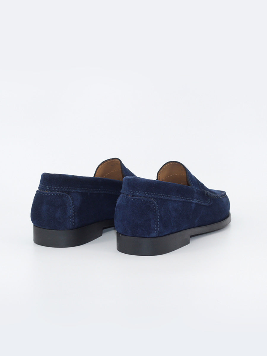 471 women's navy blue suede leather loafers