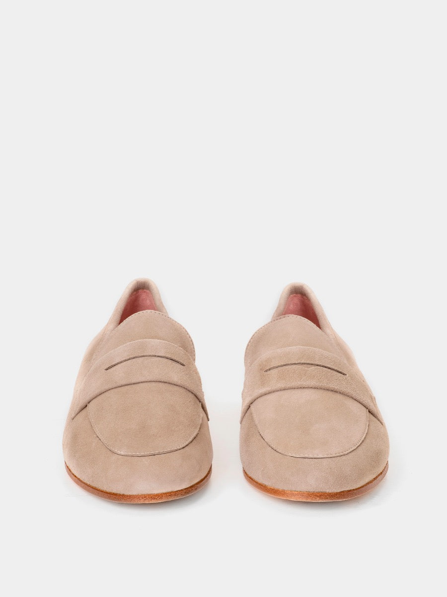 Mocasines Cannes de piel ante color perla