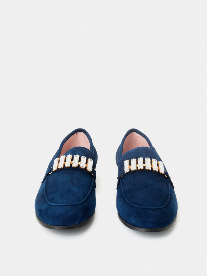 Sori loafers in navy blue suede leather