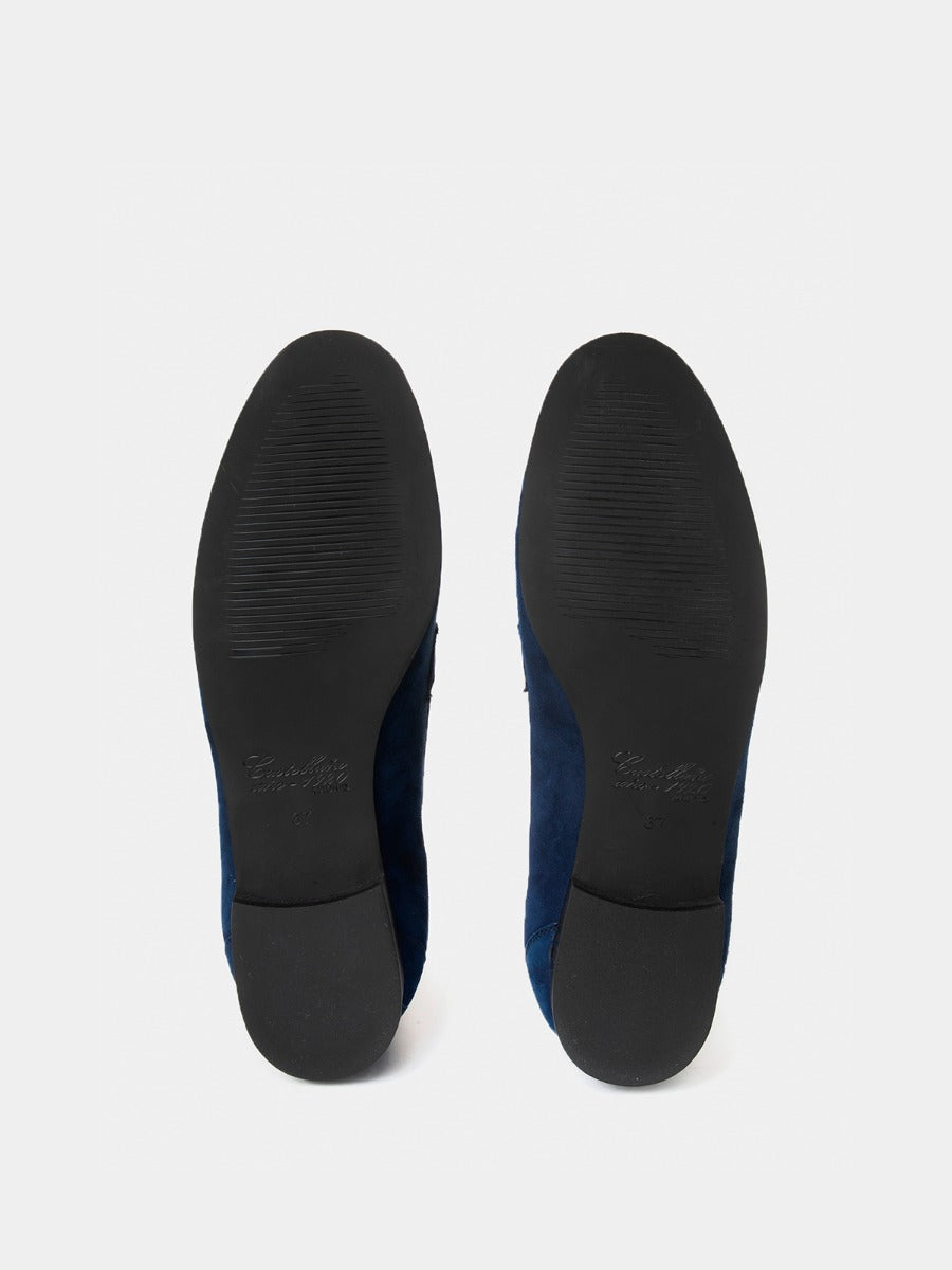 Sori loafers in navy blue suede leather