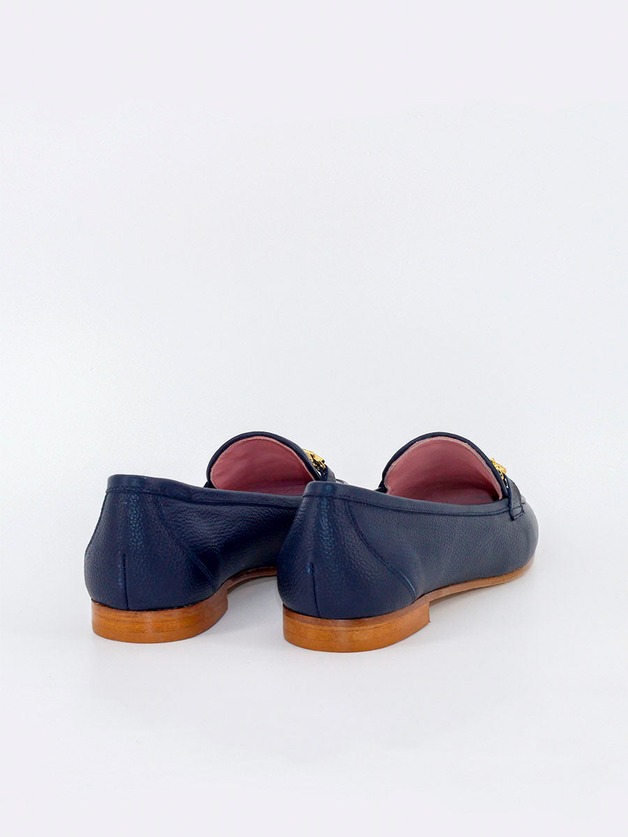 Nancy navy leather loafers