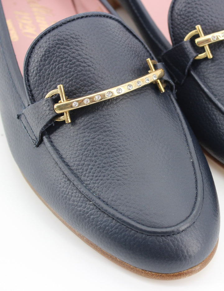 Nancy navy leather loafers