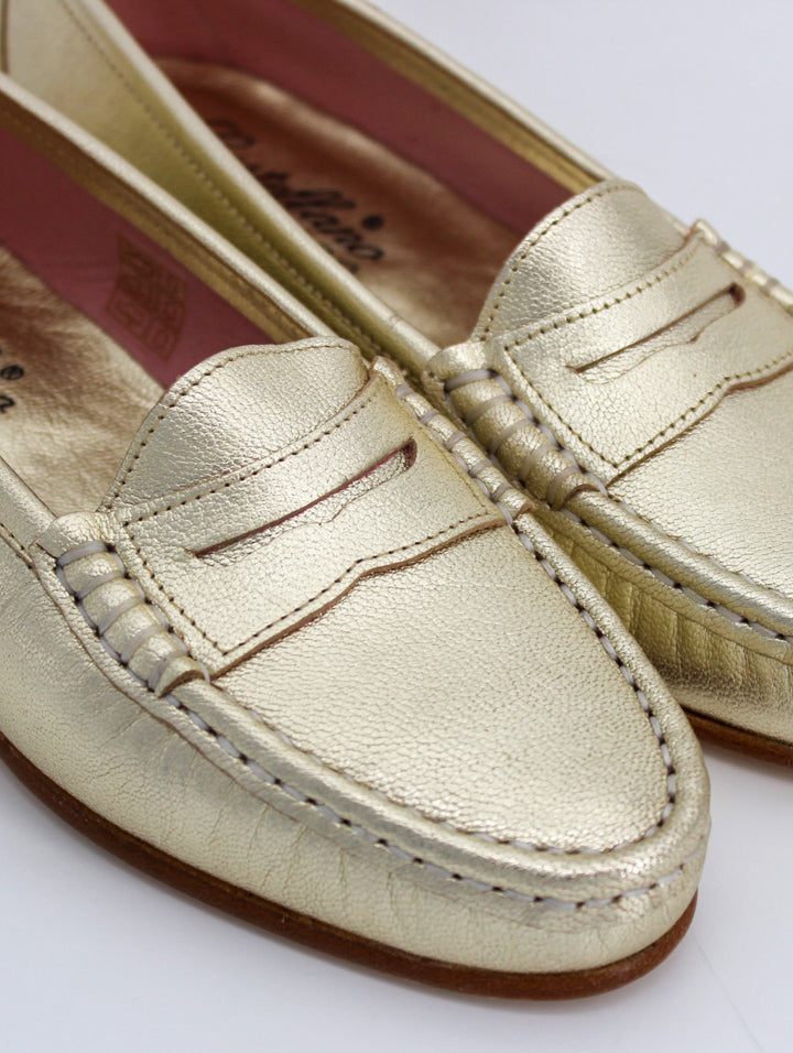 Roma women's gold leather loafers