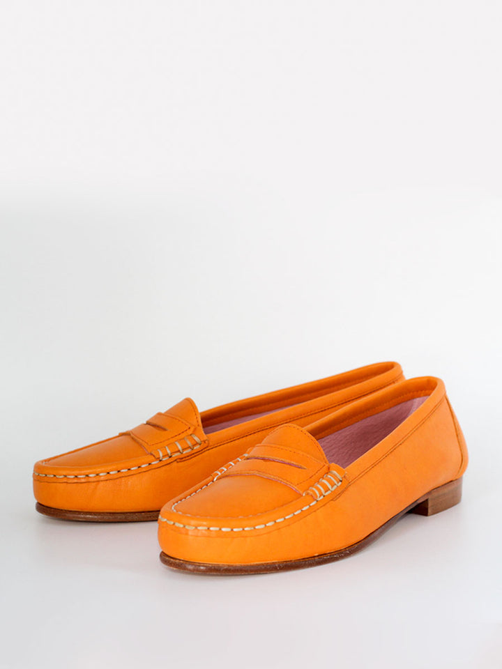 Roma women's orange leather loafers