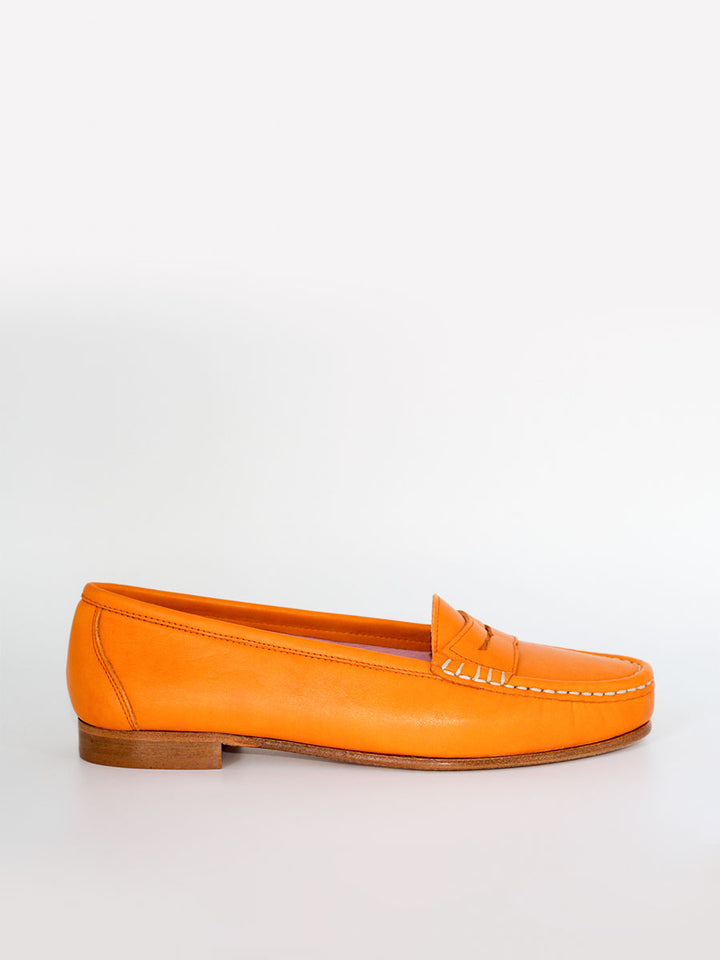 Roma women's orange leather loafers