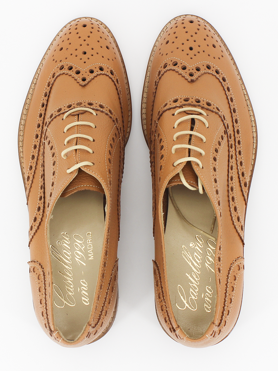 Zapatos de cordones S143 piel cartier color miel