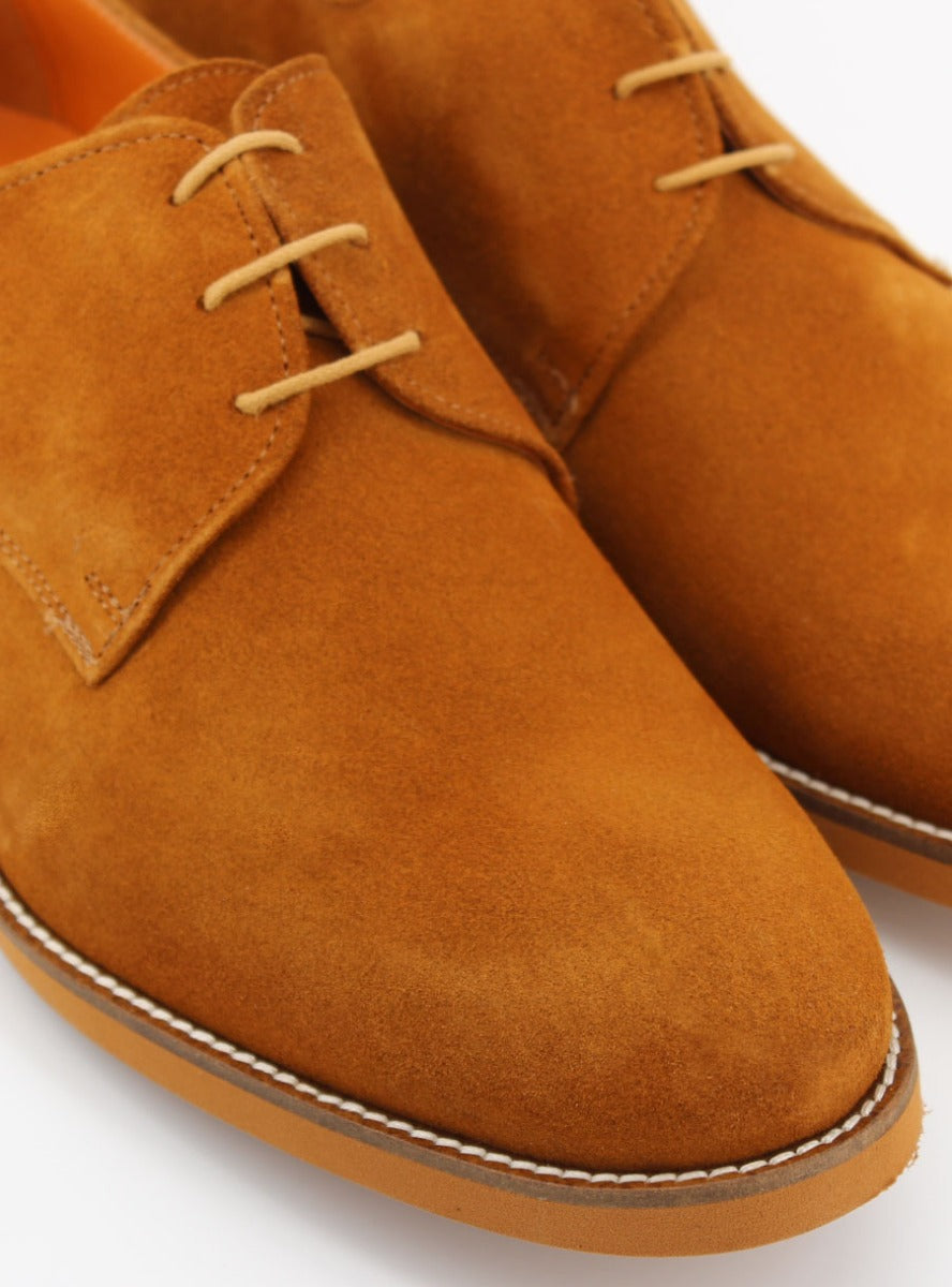 Zapatos de cordones hombre Tokio piel ante color camel