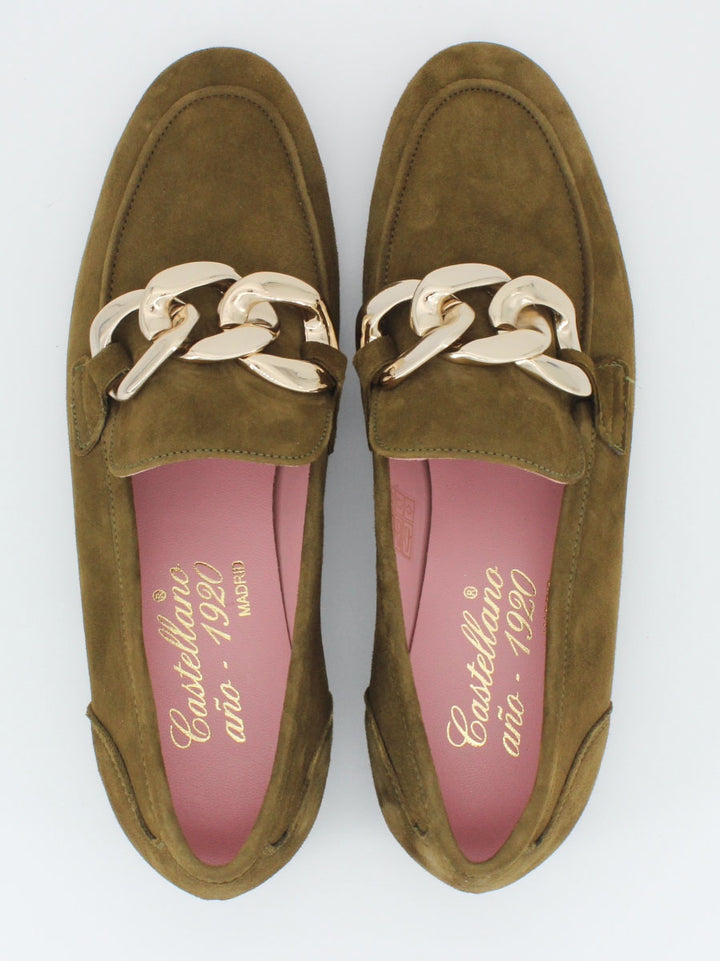 Trapani women's khaki suede loafers