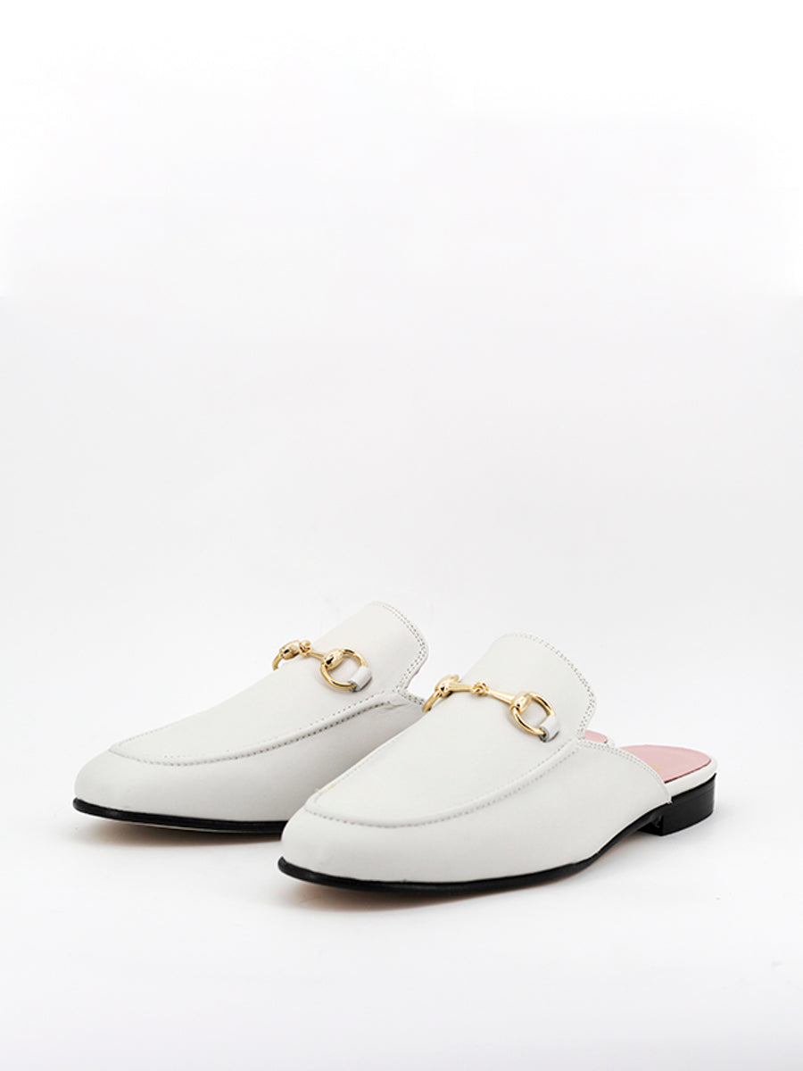 Venice mules in white coy leather