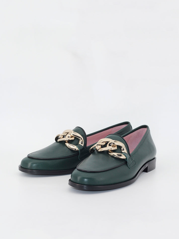 Venus moccasins with green chain