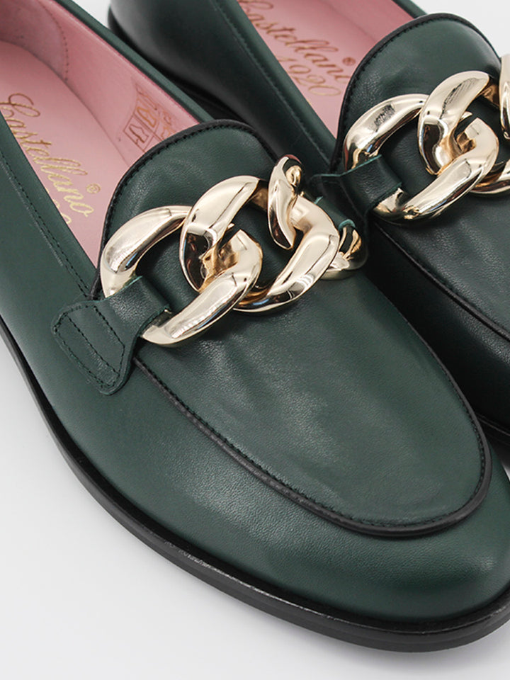 Venus moccasins with green chain