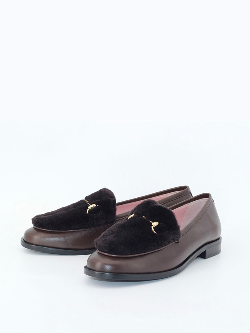 Venus mouton brown loafers